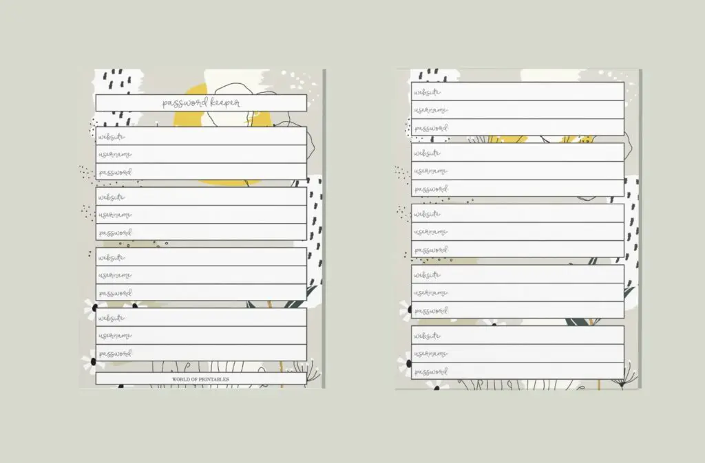 Abstract Floral Password Keeper Template