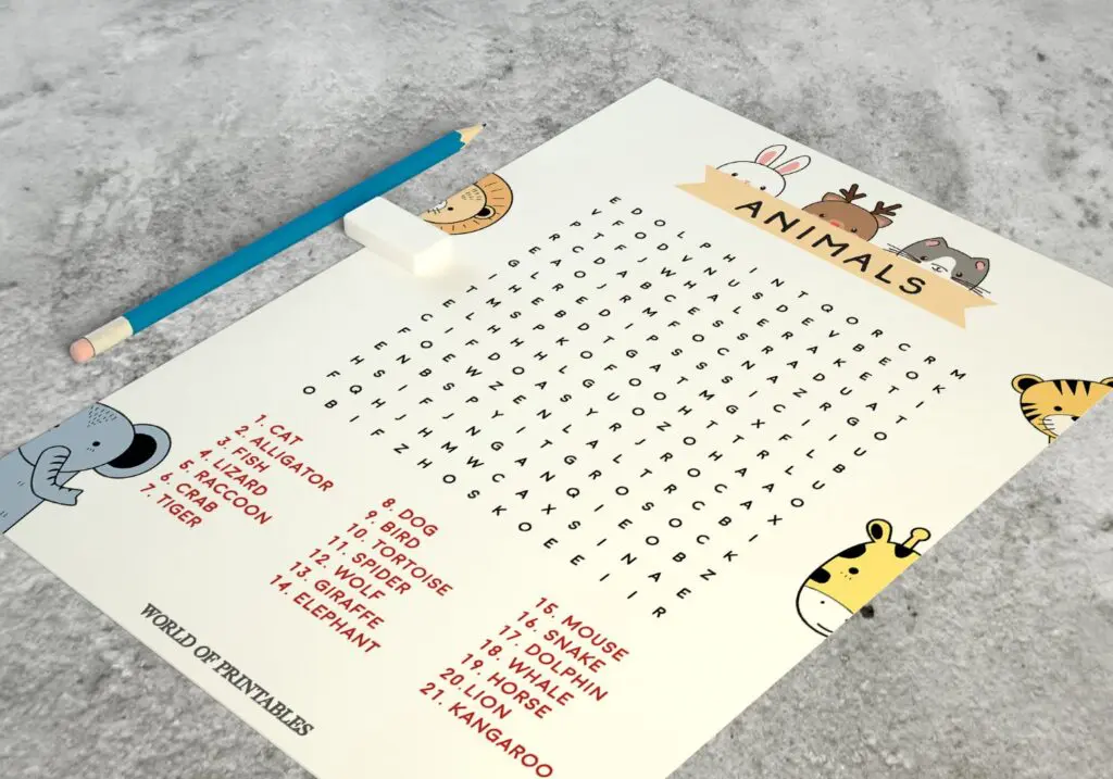 Animal Word Search