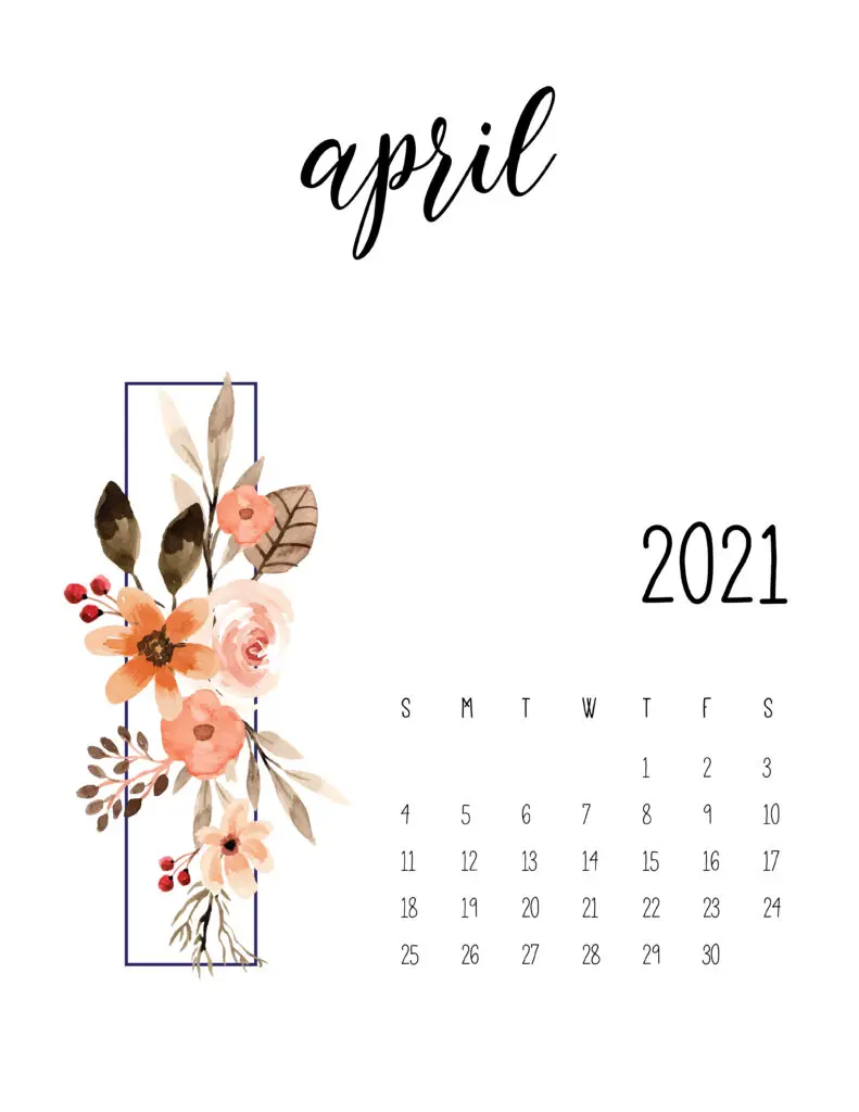 April 2021 Floral Calendar Free