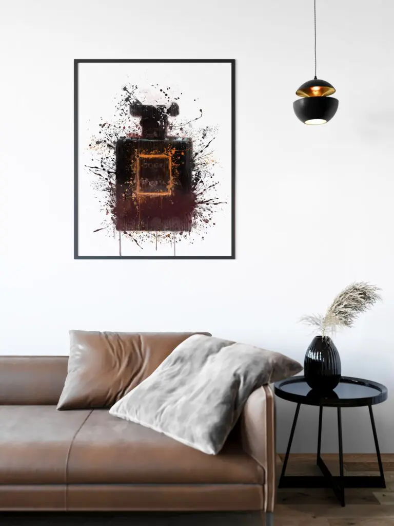 Black Perfume Bottle Splash Wall Art