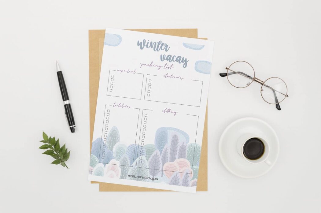 free printable blank winter vacation packing list world