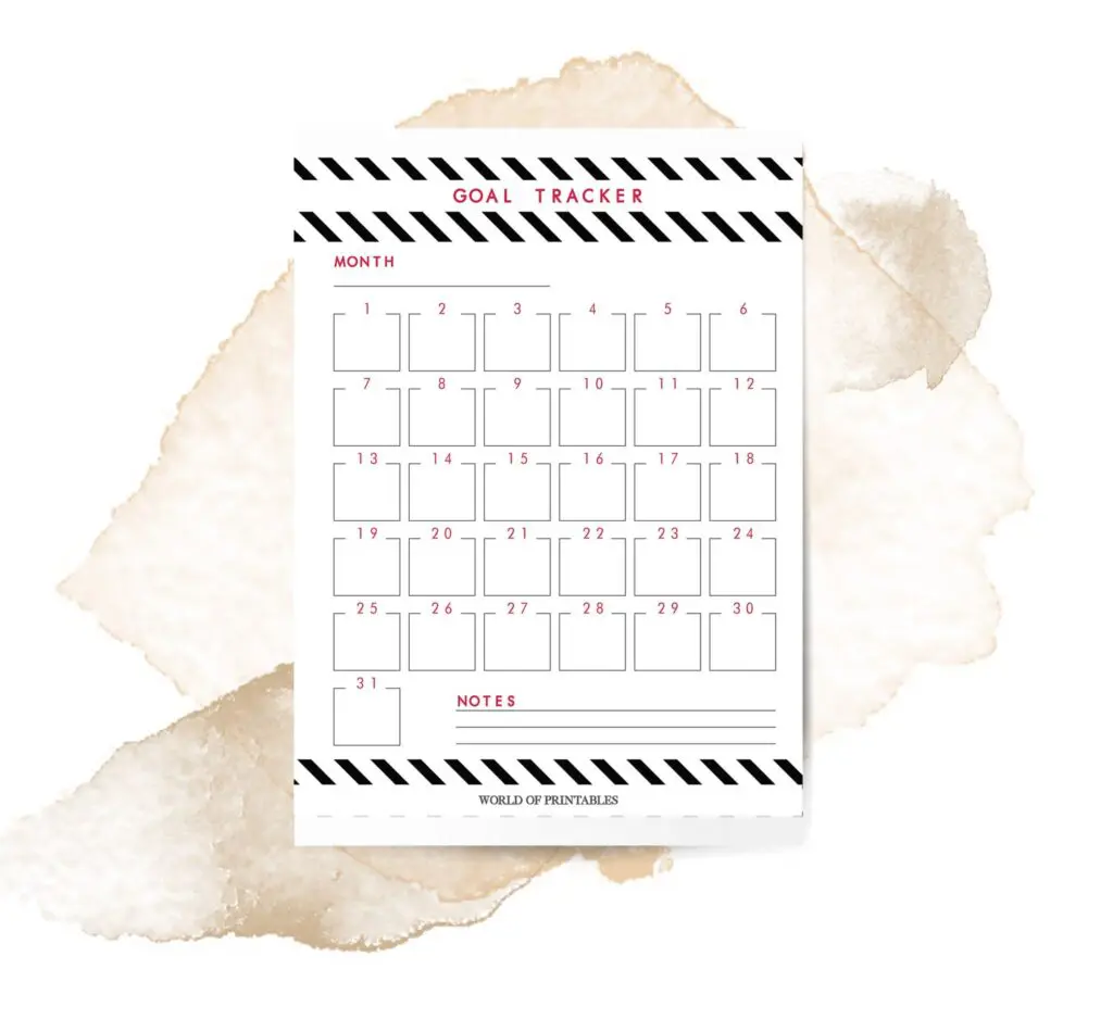 Bold Stripe Goal Tracker Printable