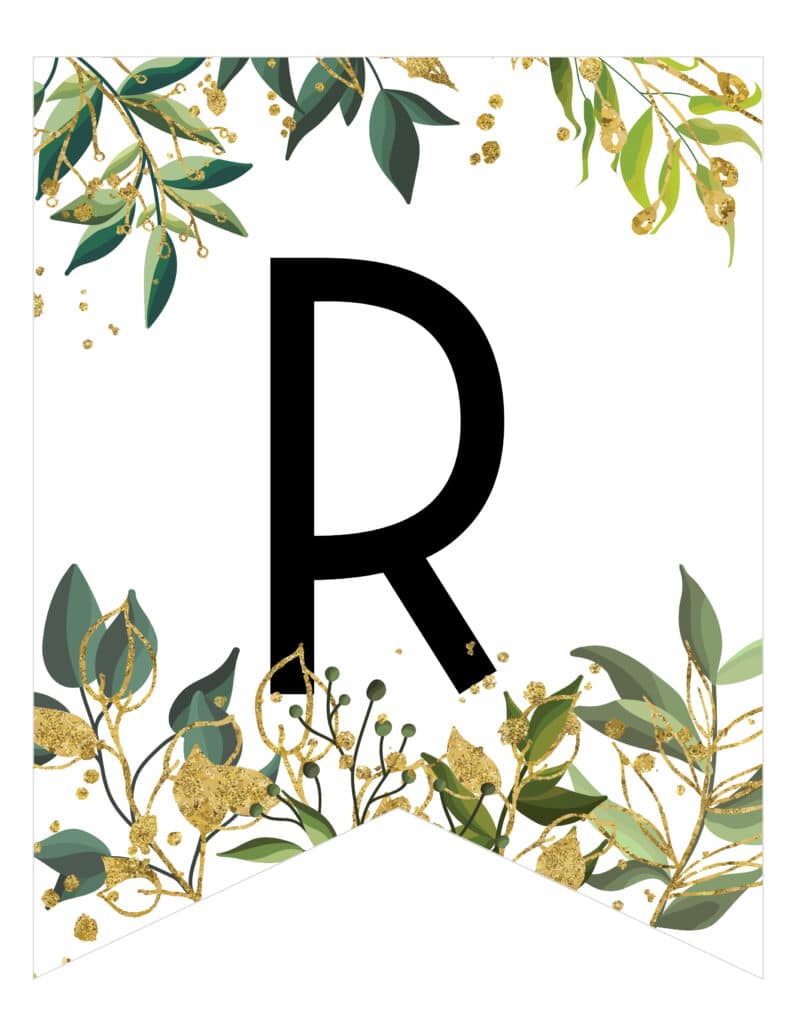 Free Printable botanical banner letters for a happy birthday party or any kind of party where floral pennant banners would look great.