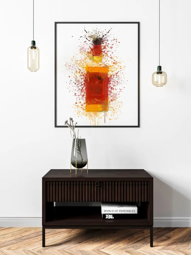 Bourbon Red Label Abstract Splatter Printable Wall Art