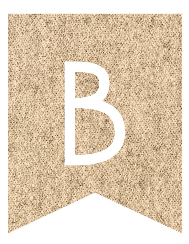 Free Printable burlap banner letters template. Customize these DIY banner flags for your party.