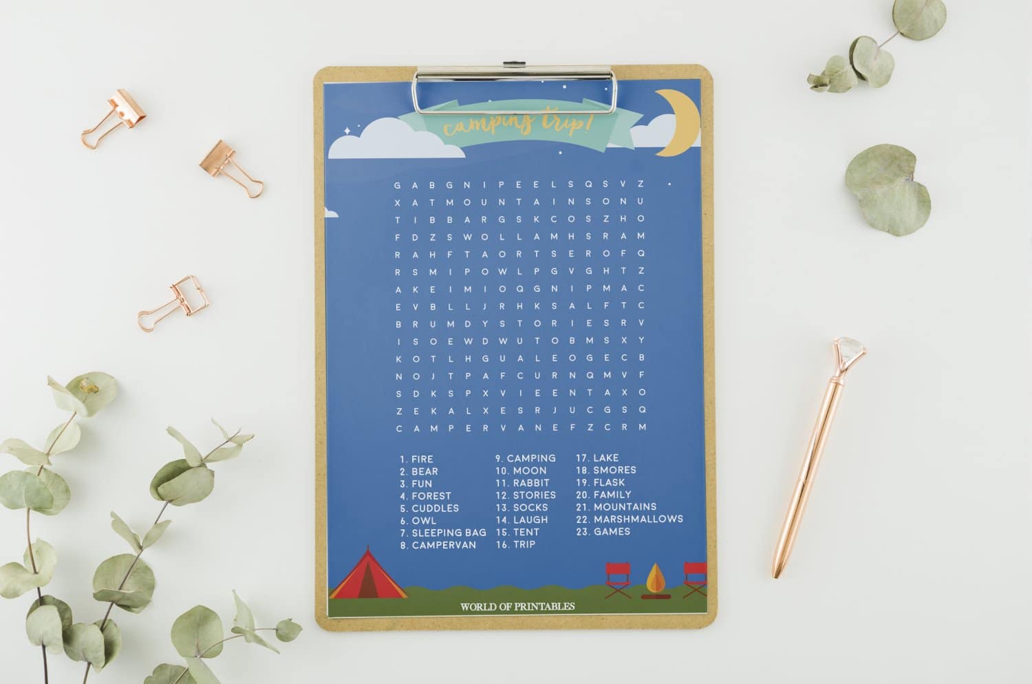Free Printable Camping Trip Word Search World Of Printables