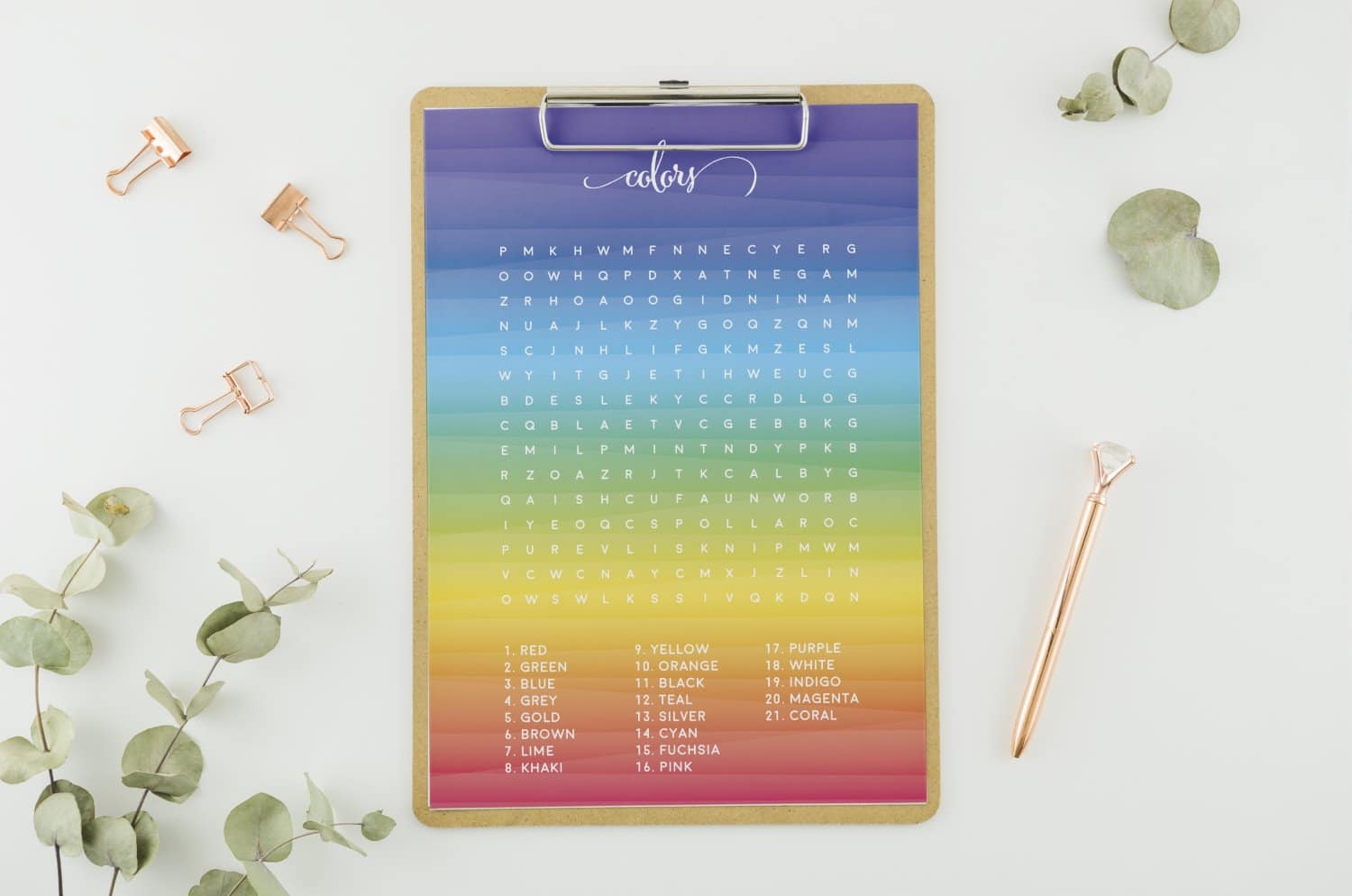 Free Printable Color Word Search - World of Printables