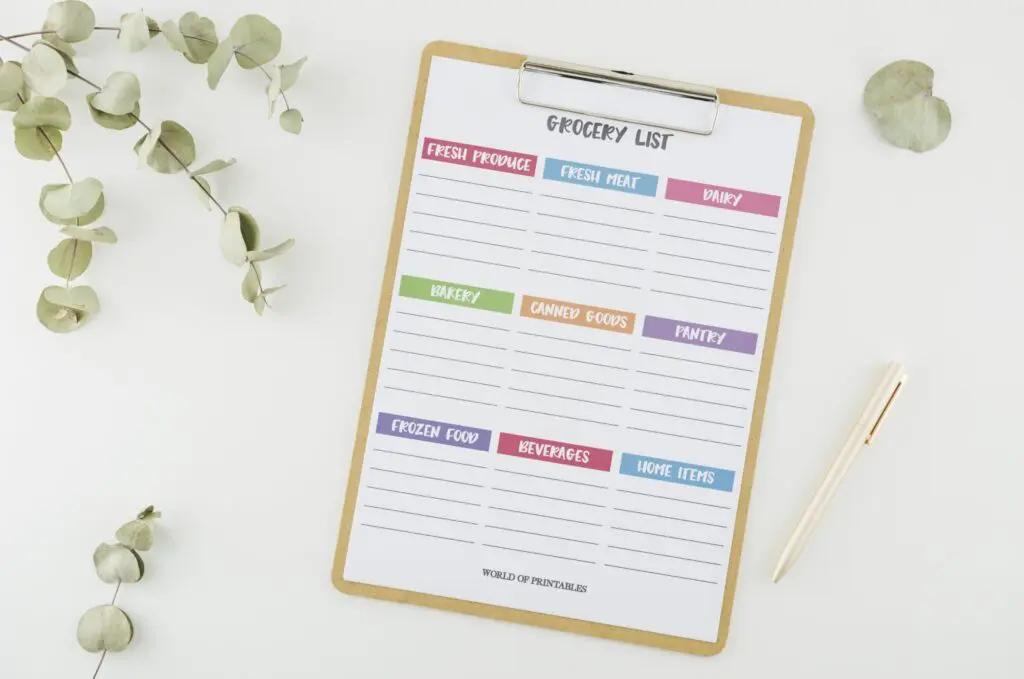 Free Printable Colorful Grocery List