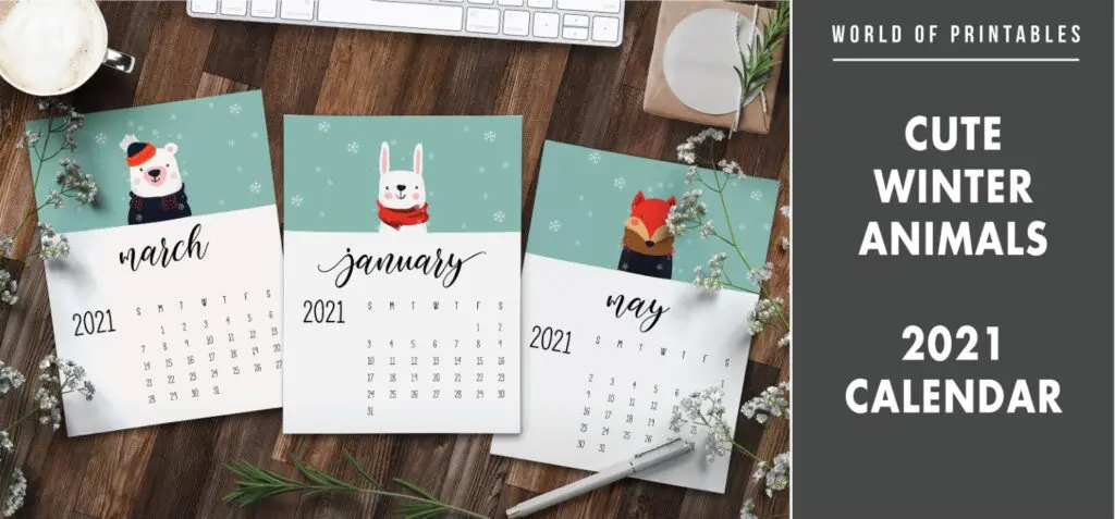 Cute winter animals 2021 Calendar