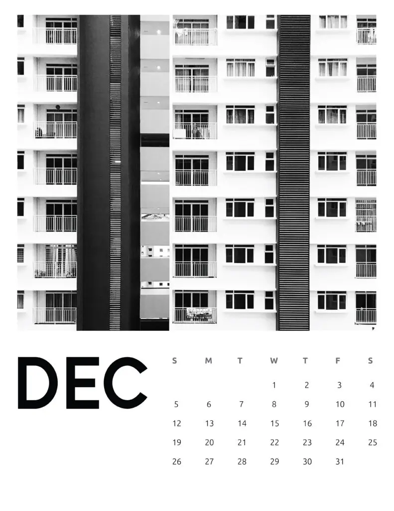 December 2021 Calendar Abstract Photography