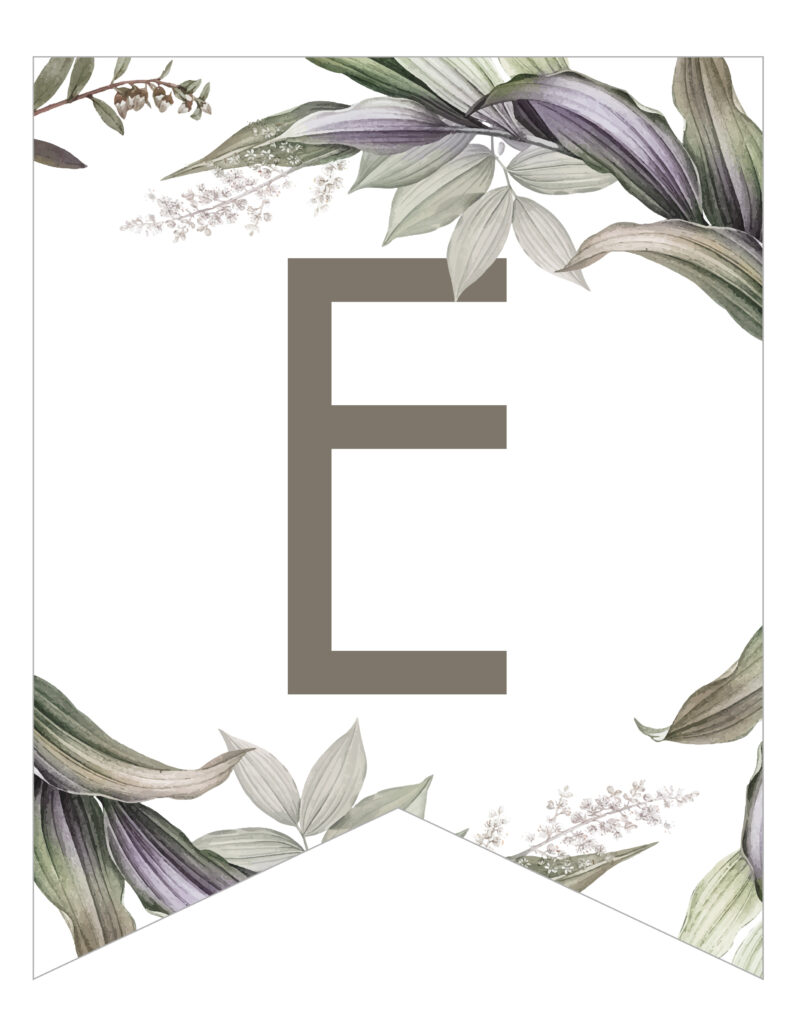 Free Printable elegant botanical banner. DIY custom printable banner for birthday party, bridal shower, wedding, engagement