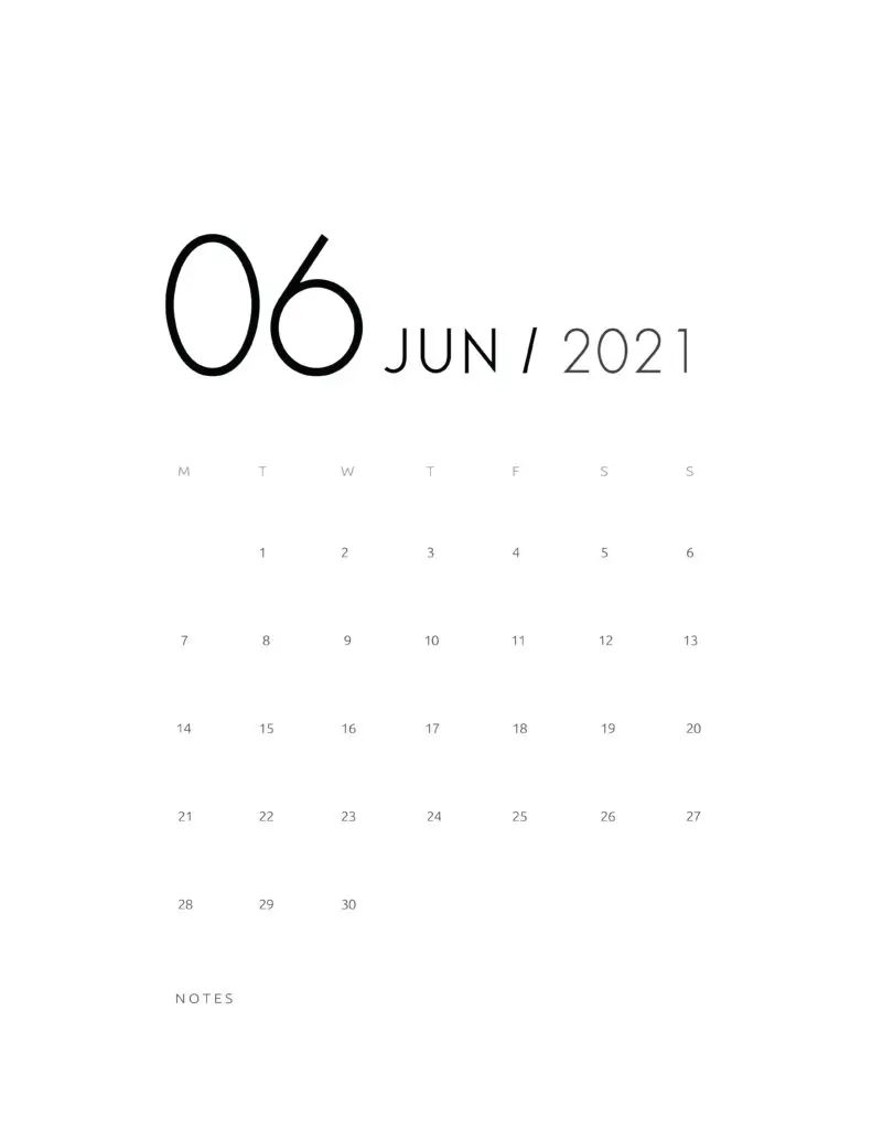 Elegant June 2021 Calendar