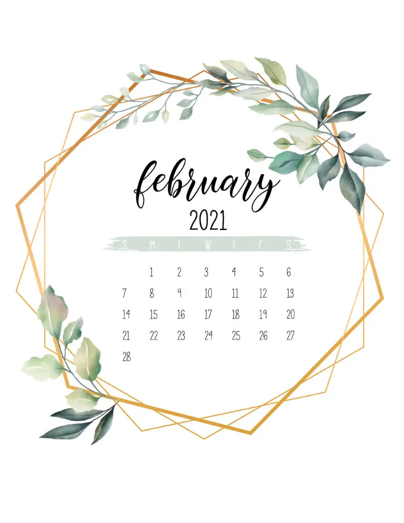February 2021 Calendar Botanical Free Printable