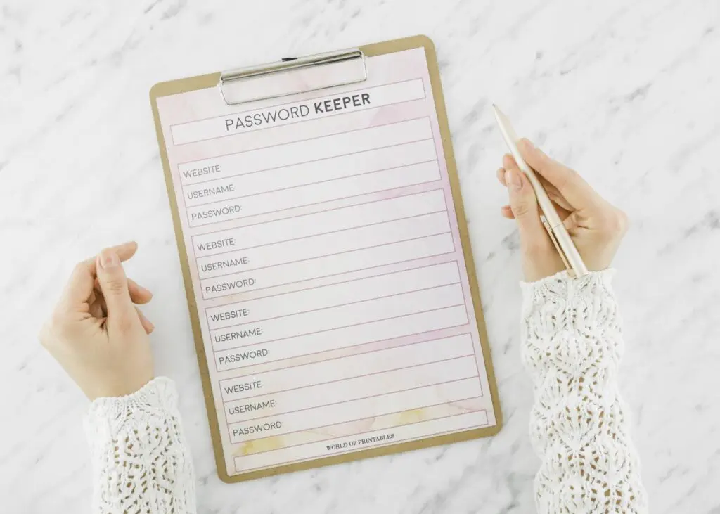 Feminine designed printable Password Keeper