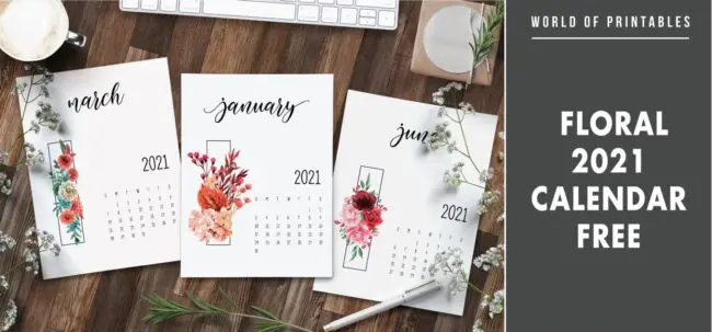 Floral 2021 calendar free