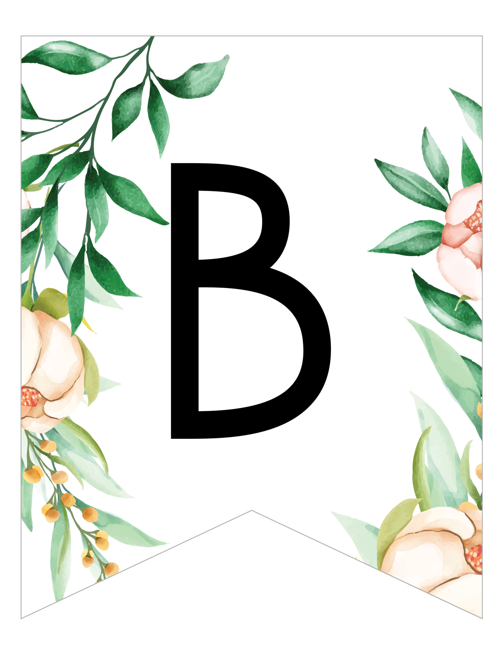 Floral Free Printable Alphabet Letters Banner Paper Trail Design 