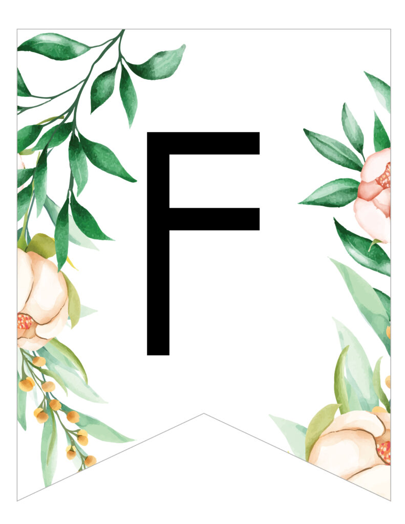 Free Printable floral botanical banner. floral Birthday party banner printable. Printable floral banner pennant flags.