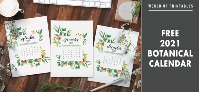Free 2021 Botanical Calendar