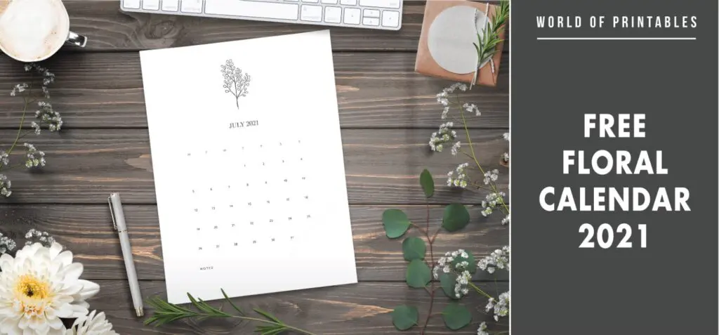 Free Floral Calendar 2021