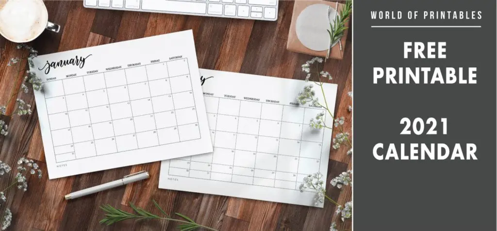 Free Printable 2021 Calendar