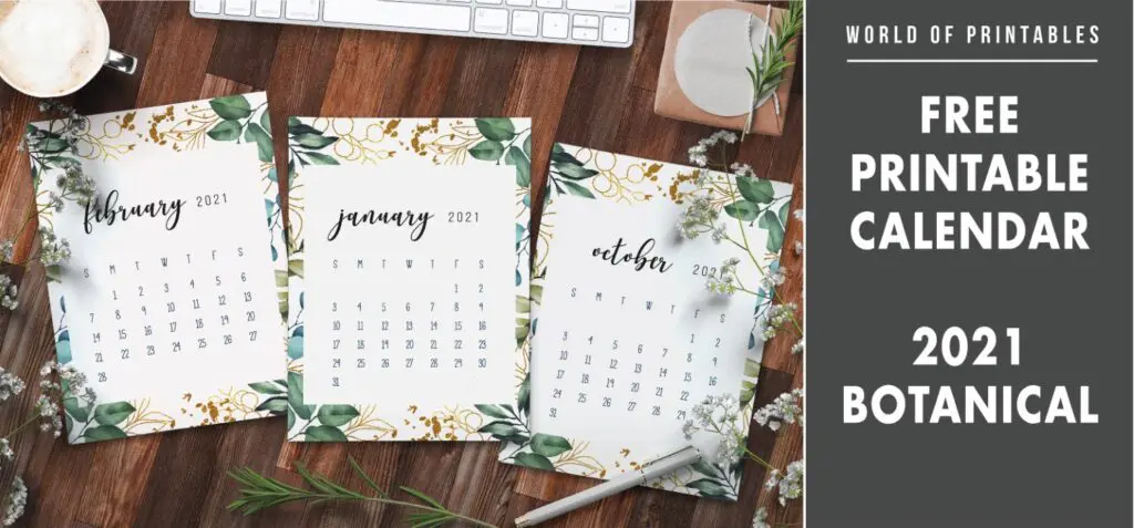Free Printable Calendar 2021 Botanical