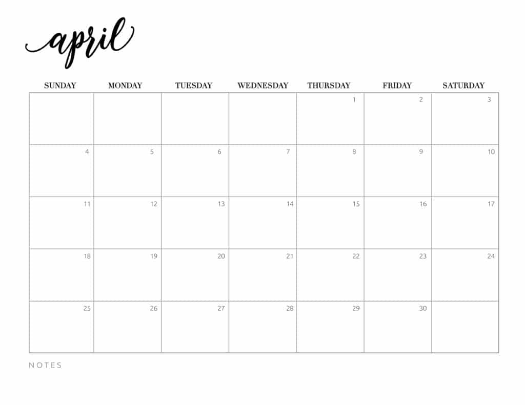 Free Printable April 2021 Calendars World Of Printables