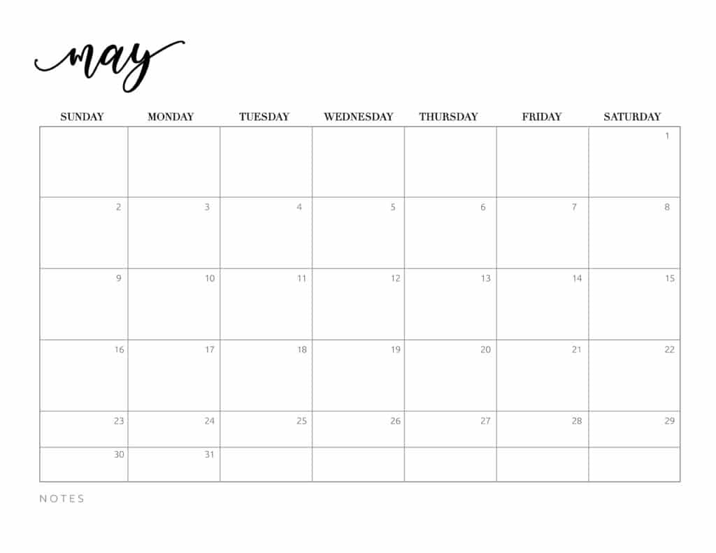 70 Awesome Free Printable May 2021 Calendar Templates