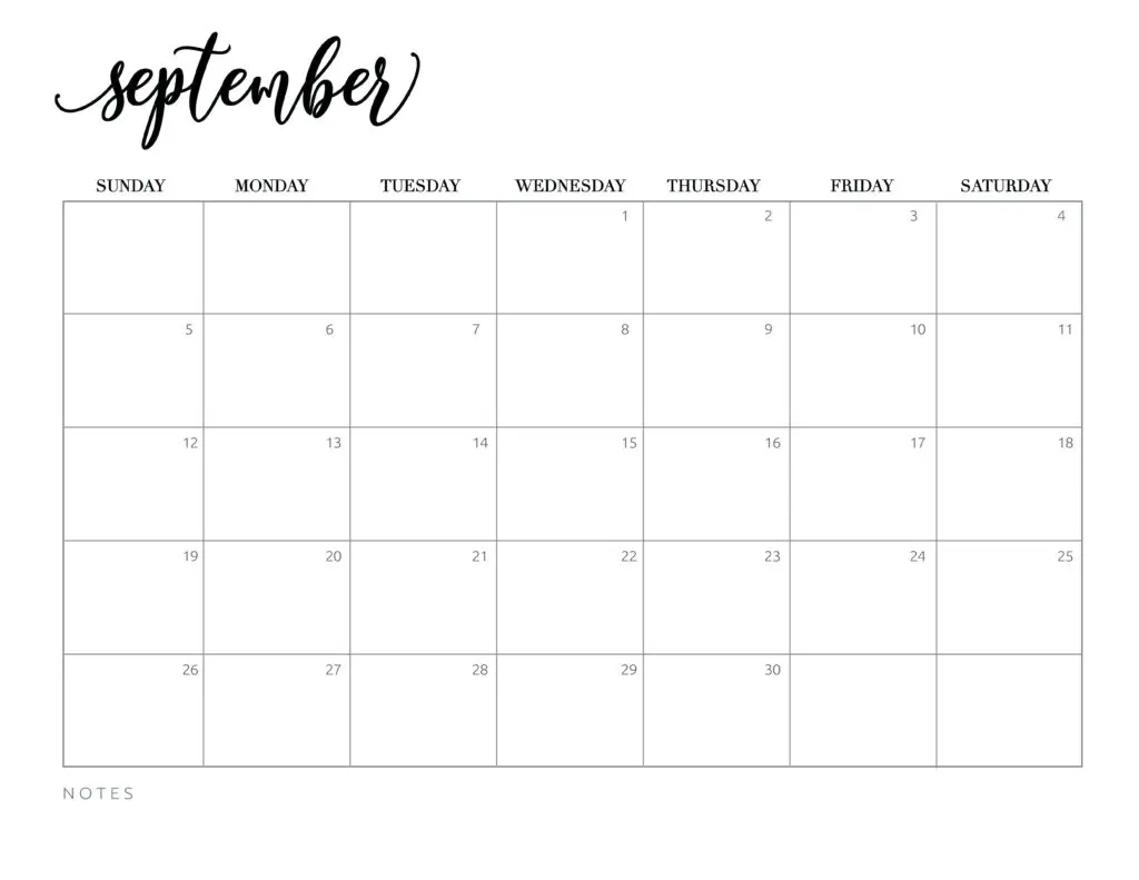 Free Printable Calendar September 2021