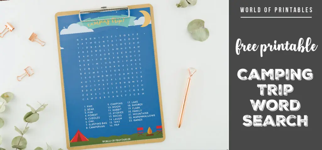 Free Printable Camping Trip Word Search