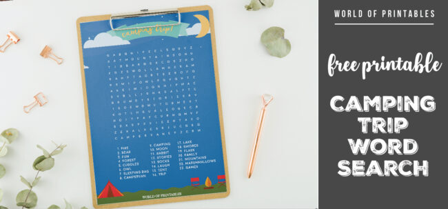 Free Printable Camping Trip Word Search