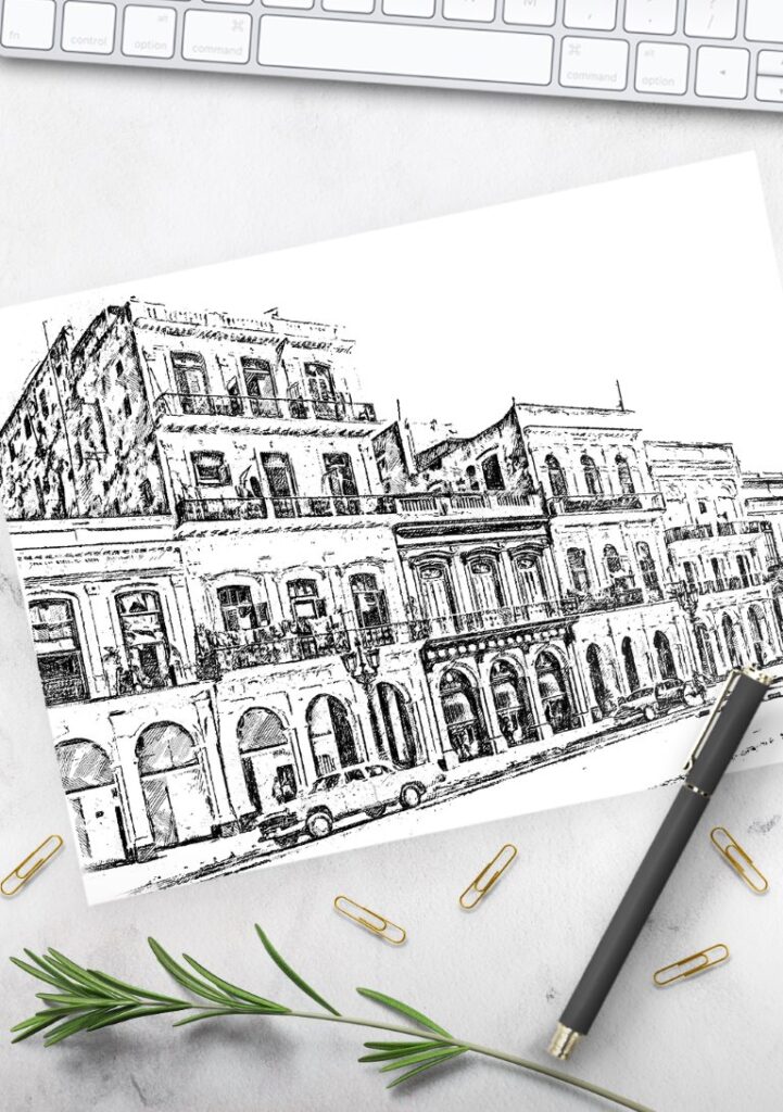 Free Printable Coloring Page - Streets of Havana - World of Printables