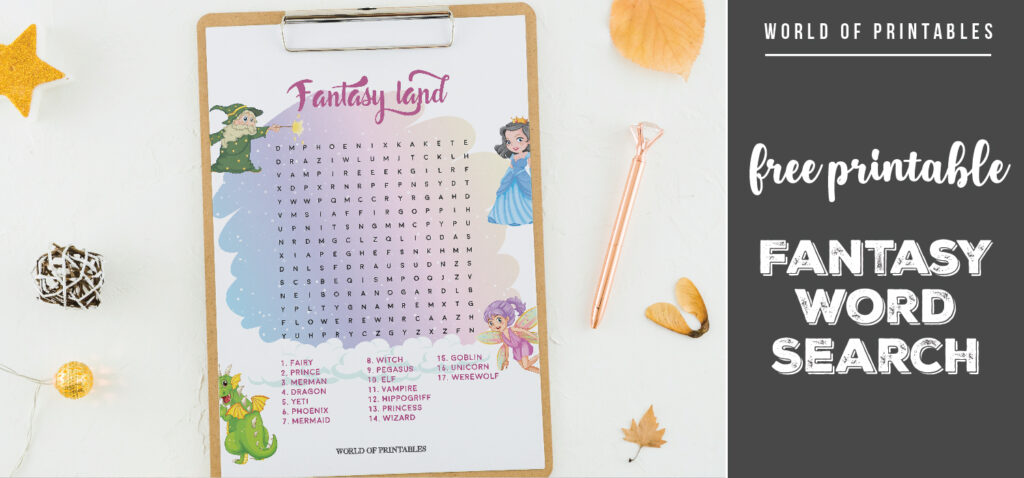 Free Printable Fantasy Word Search