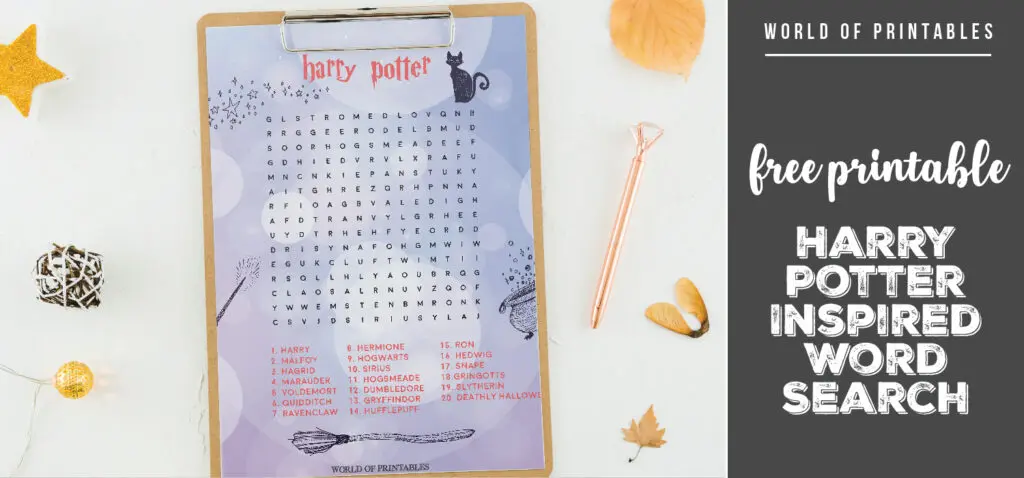 Free Printable Harry Potter Inspired Word Search