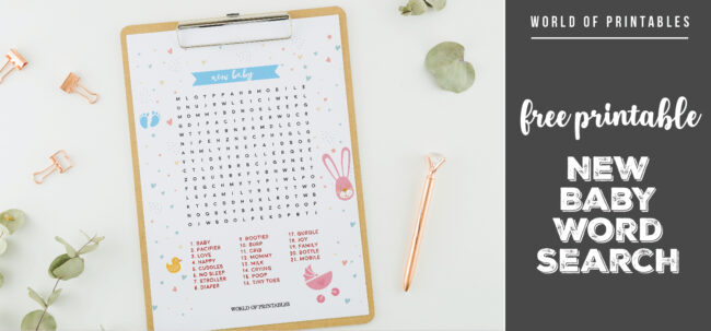 Free Printable New Baby Word Search