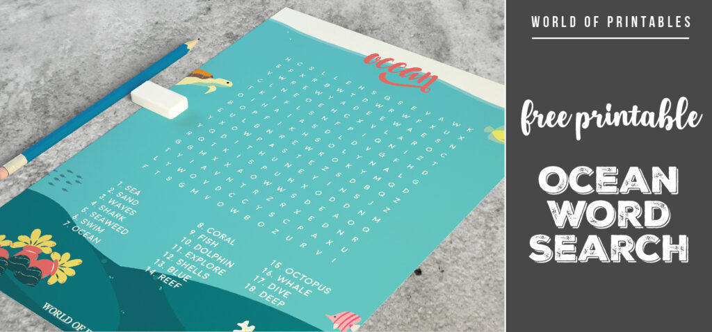 Free Printable Ocean Word Search