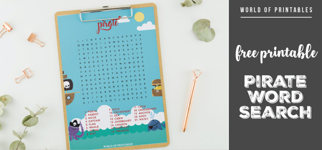 Free Printable Pirate Word Search