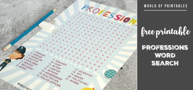 Free Printable Professions Word Search