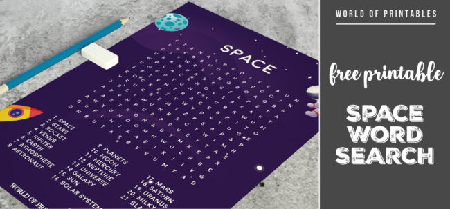 Free Printable Space Word Search