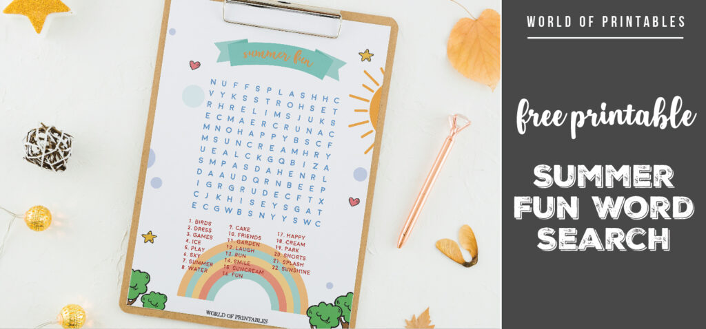 Free Printable Summer Fun Word Search