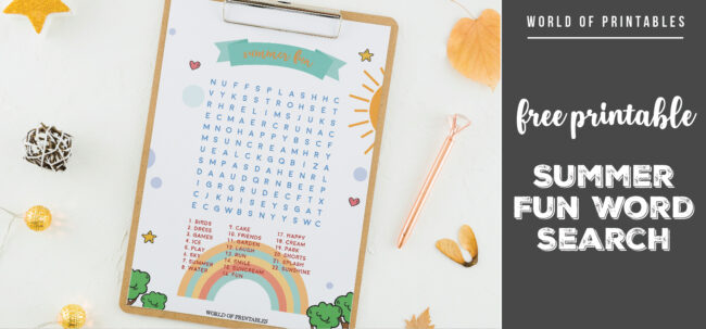 Free Printable Summer Fun Word Search