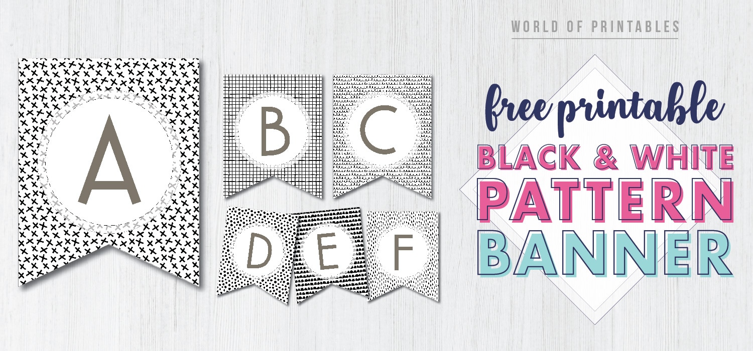 Free Printable Black And White Pattern Banner Letters Template Pertaining To Free Printable Banner Templates For Word