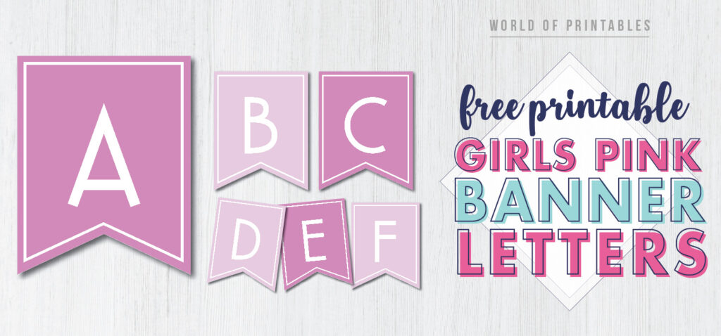 Free Printable girls pink banner letters. free happy birthday banner for girls.