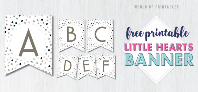 Free Printable little hearts banner. This pretty banner is perfect for a girls baby shower party.