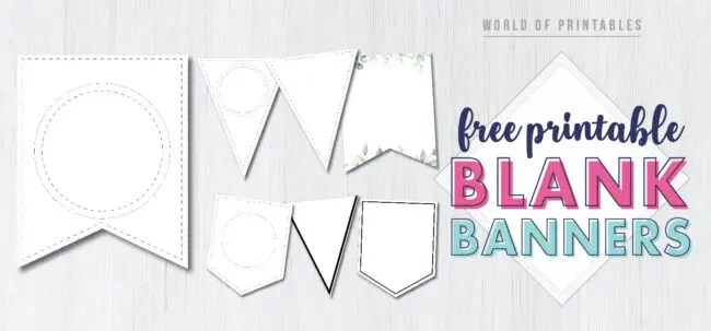 Free Printable Banner Templates Blank Banners. Custom DIY banner. Free customizable banner flag pennant to create a banner. Birthday Party, Baby Shower Banner, Bridal Shower Banner