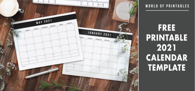Free printable 2021 calendar template