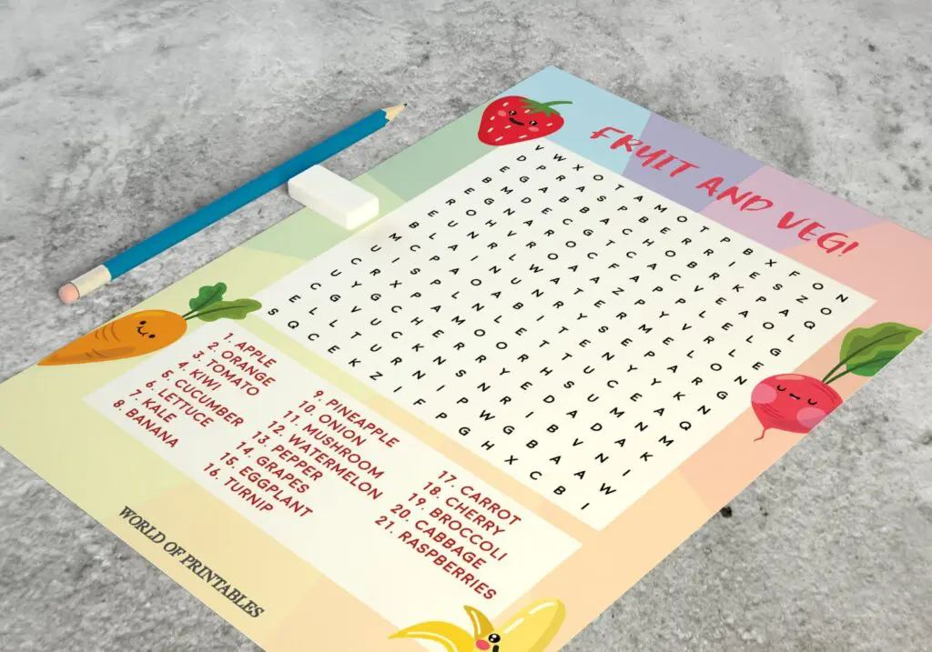 Fruit and Veg Word Search