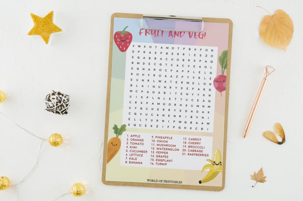 Free Printable Fruit and Veg Word Search - World of Printables