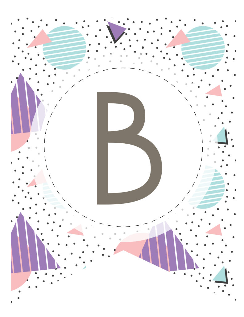 Free Printable fun abstract banner letters. Birthday banner ideas for birthday party.