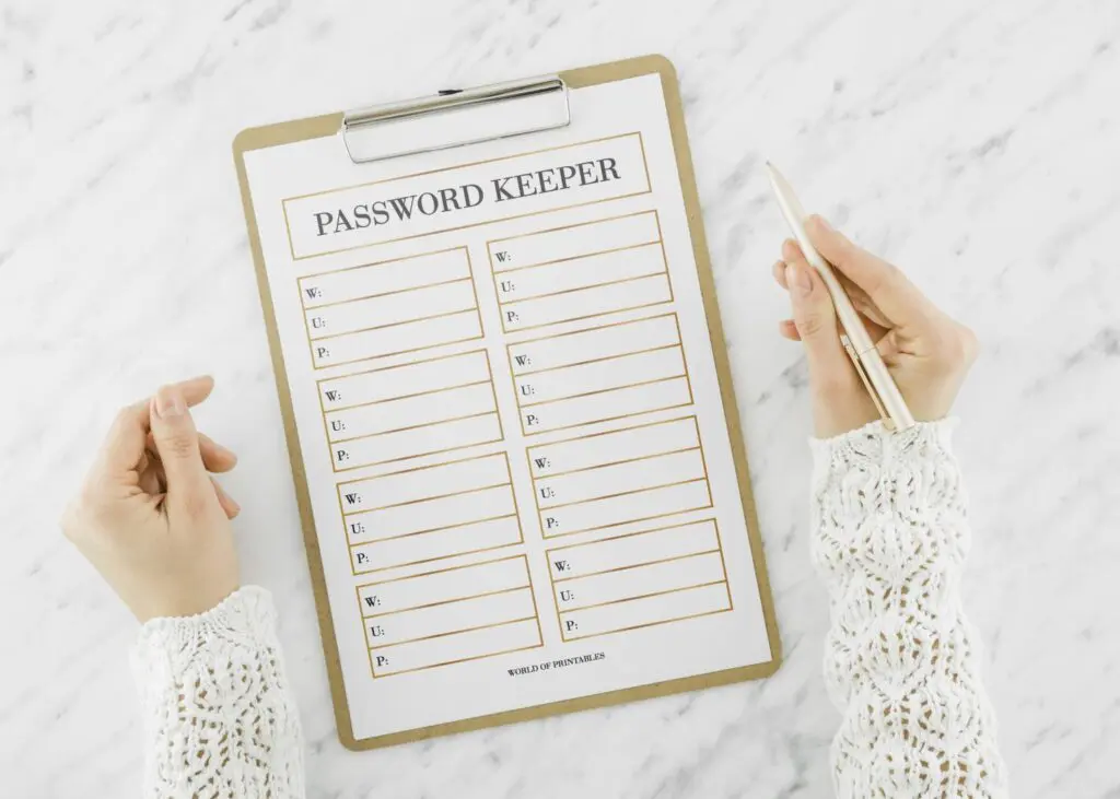 Gold Printable Password Keeper
