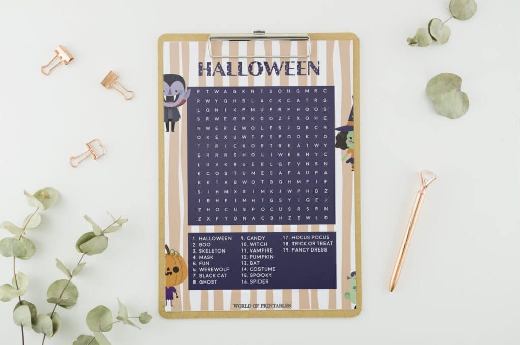 Halloween Word Search Game